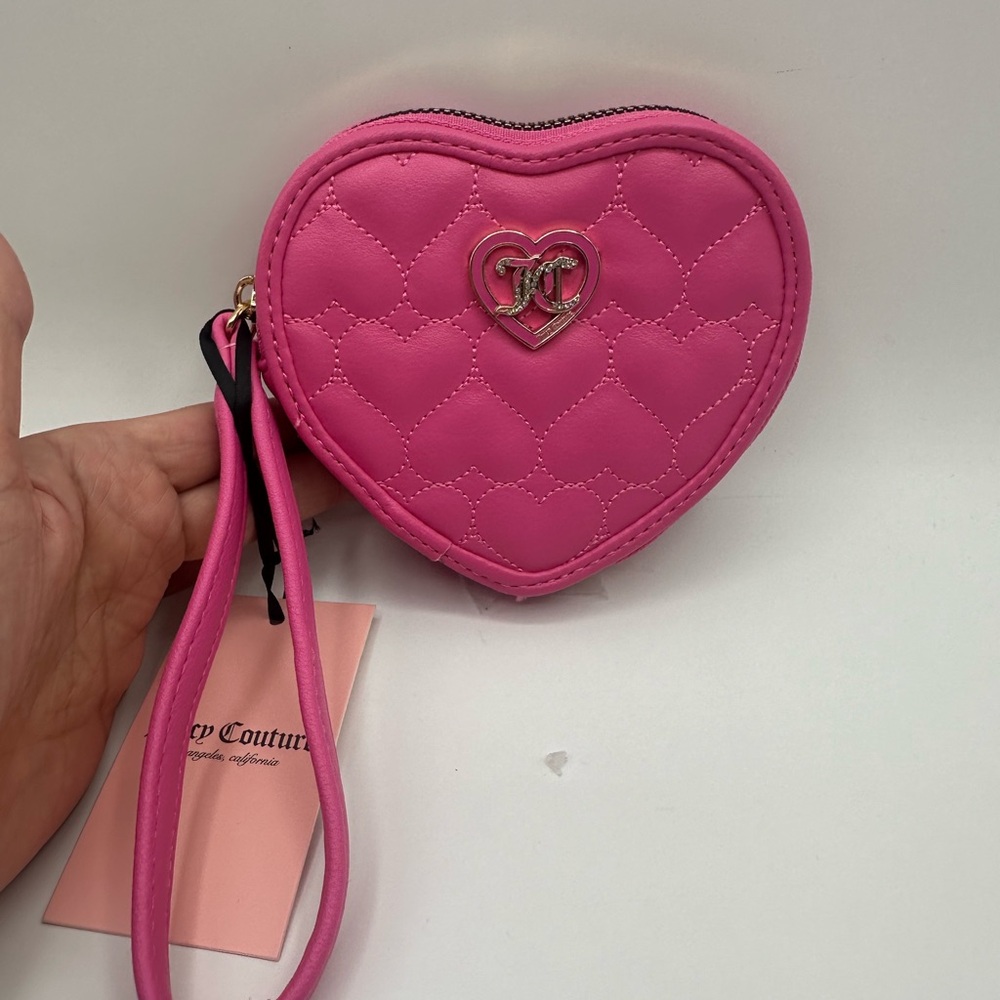 NWT hot pink heart puffy coin purse